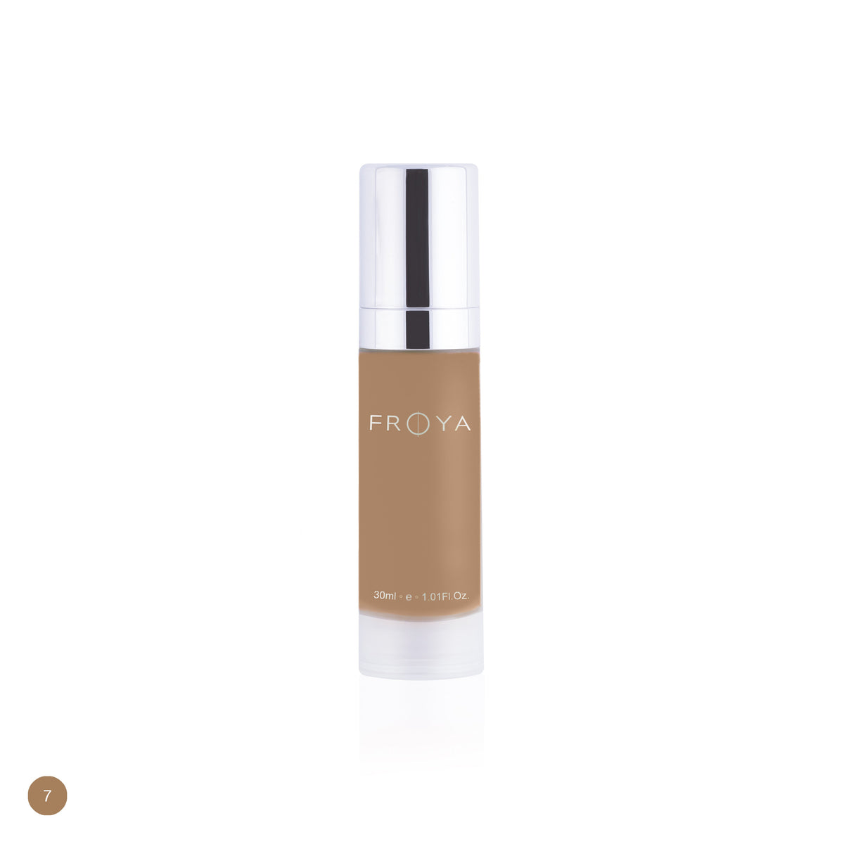 Frøya Photo Finish Moisture Foundation, nyanse No 7. Mørk med varm undertone